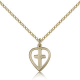 Heart Cross Pendant, Gold Filled - Gold-tone