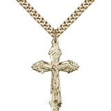 Crucifix Pendant, Gold Filled - 24" 2.4mm Gold Plated Endless Chain