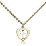 Heart Cross Pendant, Two-Tone - Two-Tone