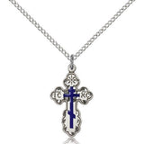 St. Olga Cross Pendant, Sterling Silver - 18" 1.2mm Sterling Silver Chain + Clasp