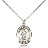 St. Barbara Medal, Sterling Silver, Medium - 18" 1.2mm Sterling Silver Chain + Clasp