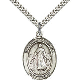 Blessed Karolina Kozkowna Medal, Sterling Silver, Large - 24" 2.4mm Rhodium Plate Chain + Clasp