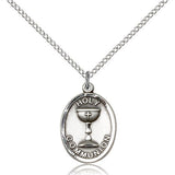 Holy Communion Medal, Sterling Silver - 18" 1.2mm Sterling Silver Chain + Clasp