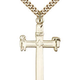 Carpenter Cross Pendant, Gold Filled - 24" 2.4mm Gold Plated Endless Chain
