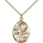 Madonna and Child Medal, Gold Filled - Gold-tone