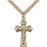 Crucifix Pendant, Gold Filled - 24" 2.4mm Gold Plated Endless Chain