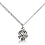 Guardian Angel Medal, Sterling Silver - 18" 1.2mm Sterling Silver Chain + Clasp