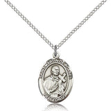 St. Martin De Porres Medal, Sterling Silver, Medium - 18" 1.2mm Sterling Silver Chain + Clasp