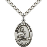 St. Gerard Medal, Sterling Silver - 24" 2.4mm Rhodium Plate Endless Chain