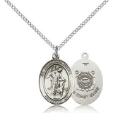 Guardian Angel Coast Guard Medal, Sterling Silver, Medium - 18" 1.2mm Sterling Silver Chain + Clasp