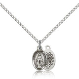 Miraculous Medal, Sterling Silver - 18" 1.2mm Sterling Silver Chain + Clasp