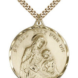 St. Ann Medal, Gold Filled - 24" 2.4mm Gold Plated Endless Chain