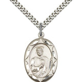 St. Jude Medal, Sterling Silver - 24" 2.4mm Rhodium Plate Endless Chain