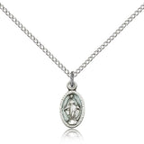 Miraculous Medal, Sterling Silver - 18" 1.2mm Sterling Silver Chain + Clasp