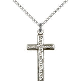 Cross Pendant, Sterling Silver - 18" 1.2mm Sterling Silver Chain + Clasp