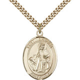 St. Dymphna Medal, Gold Filled, Large - 24" 2.4mm Gold Plated Chain + Clasp