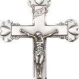 Crucifix Pendant, Sterling Silver - 24" 2.4mm Rhodium Plate Endless Chain