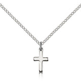 Cross Pendant, Sterling Silver - 18" 1.2mm Sterling Silver Chain + Clasp