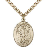St. Lazarus Medal, Gold Filled, Large - 24" 2.4mm Gold Plated Chain + Clasp