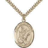 St. Martin of Tours Medal, Gold Filled, Large - 24" 2.4mm Gold Plated Chain + Clasp