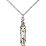 Madonna and Child Medal, Sterling Silver - 18" 1.2mm Sterling Silver Chain + Clasp