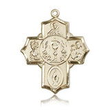 5 Way Cross Pendant, 14 Karat Gold - 14 KT Yellow Gold