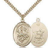 St. George Navy Medal, Gold Filled, Large - 24" 2.4mm Gold Plated Chain + Clasp