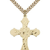 Cross Pendant, Gold Filled - 24" 2.4mm Gold Plated Endless Chain