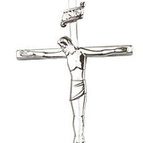 Crucifix Pendant, Sterling Silver - 24" 2.4mm Rhodium Plate Endless Chain