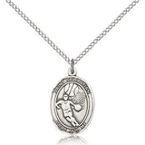 St. Sebastian Basketball Medal, Sterling Silver, Medium - 18" 1.2mm Sterling Silver Chain + Clasp