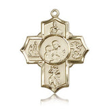 5 Way Cross Firefighter Medal, 14 Karat Gold - 14 KT Yellow Gold