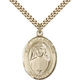 St. Maria Faustina Medal, Gold Filled, Large - 24" 2.4mm Gold Plated Chain + Clasp