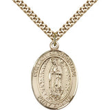 Our Lady of Guadalupe Medal, Gold Filled, Large - 24" 2.4mm Gold Plated Chain + Clasp