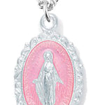 Child Size Pink Miraculous Necklace, Sterling Silver with Chain - Sterling Silver