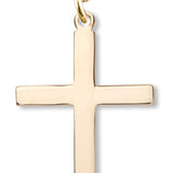 Women's or Boy's 14kt Gold Over Sterling Silver Plain Cross Necklace + 20 Inch Gold Plated Chain & Clasp - Gold-tone