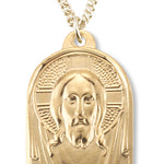 Women's 14kt Gold Over Sterling Silver Jesus Face Necklace + 18 Inch Gold Plated Chain & Clasp - Gold-tone