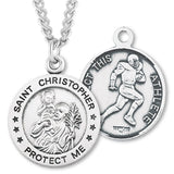 Round Boy's St. Christopher Football Necklace With Chain
