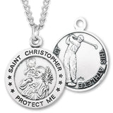 Round Boy's St. Christopher Golf Necklace With Chain