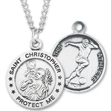 Round Men's St. Christopher Soccer Necklace With Chain