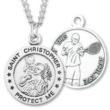 Round Boy's St. Christopher Tennis Necklace With Chain - 24" Sterling Silver Chain + Clasp