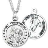 Round Boy's St. Sebastian Lacrosse Necklace With Chain - 24" Sterling Silver Chain + Clasp