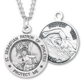 Round Men's St. Sebastian Swimming Necklace With Chain