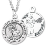 Round Men's St. Sebastian Tennis Necklace With Chain