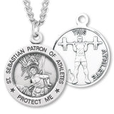 Round Boy's St. Sebastian Weight Lifting Necklace With Chain