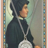Round St. Elizabeth Ann Seton Medal and Prayer Card Set - Silver-tone