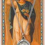 Round St. Gabriel The Archangel Medal and Prayer Card Set - Silver-tone