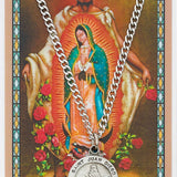 Round St. Juan Diego Medal and Prayer Card Set - Silver-tone