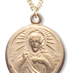 Women's 14kt Gold Over Sterling Silver Round Sacred Heart Necklace + 18 Inch Gold Plated Chain & Clasp - Gold-tone