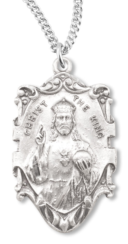 Men's Christ the King Necklace, Sterling Silver with Chain Options - 24" Sterling Silver Chain + Clasp
