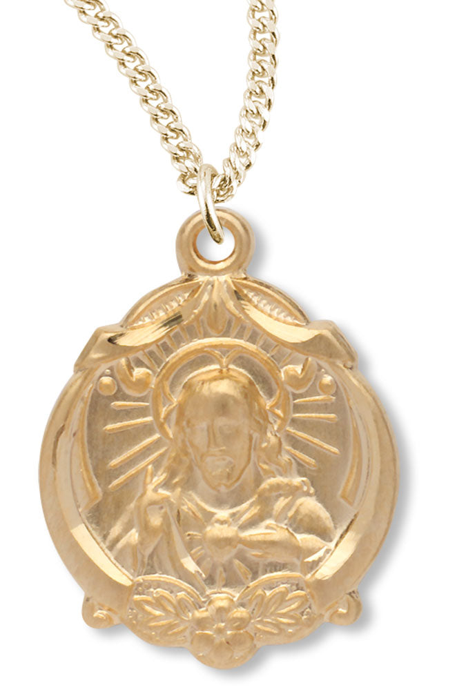 Women's 14kt Gold Over Sterling Silver Scapular Jesus Necklace+ 18 Inch Gold Plated Chain & Clasp - Gold-tone